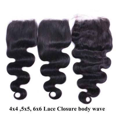 4X4 5X5 6X6 Lace Closure Body Wave with Baby Hair 10-20&quot; Swiss Lace Natural Color for Black Women Human Hair Extention