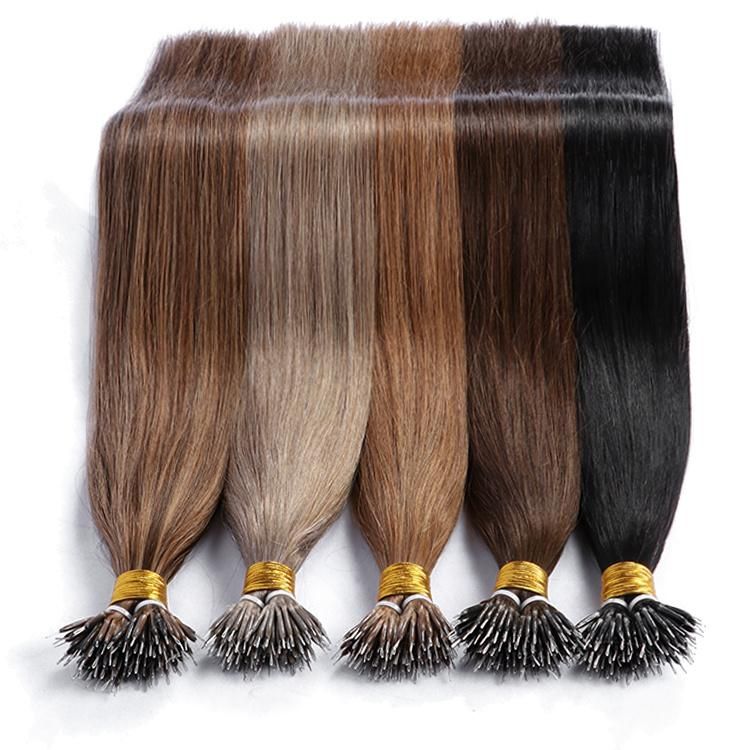 Wholesale Double Drawn Peruvian Straight 10A Nano Ring Tip Hair Extensions Wefts