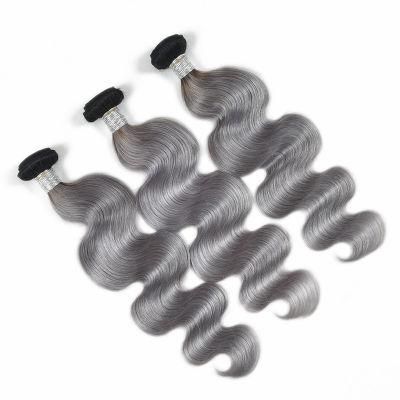 T1b/Grey 100g10A Straight and Curly Human Hair Extension Hair Bundles with Double Drawn for Black Women 26&quot;