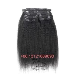 Kinky Straight Brazilian Virgin Hair Clip in Human Hair Extensions