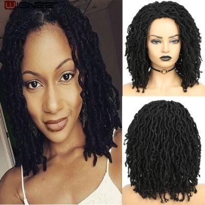 Short Soft Black Synthetic Wigs Faux Loose Dreadlock Dreads Braiding Crochet Twist Fiber for Black Women Daily Hair Wig