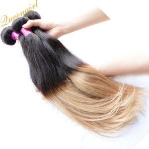 Cuticle Straight Blonde Hair Black Ombre Color Peruvian Virgin Human Hair Bundle
