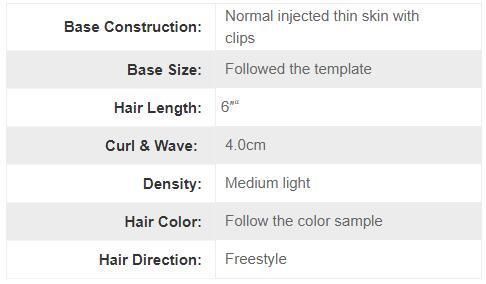 Ljc704b 4 Clips Around Perimeter Natural Hair Toupee