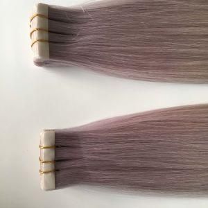 Grey# Silky Straight Skin PU Weft Virgin Remy Human Hair Extensions