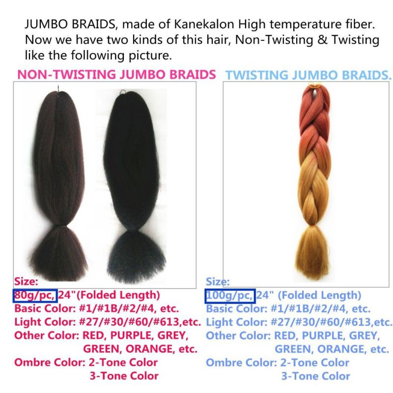 Wholesale Super100% Kanekalon Jumbo Braids Factory Price