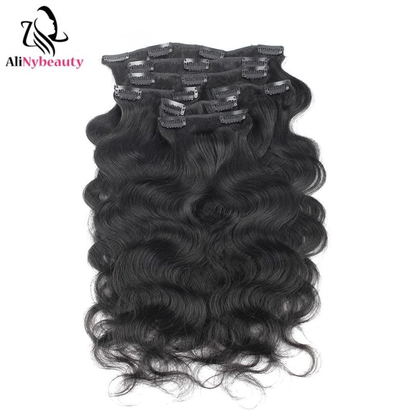 Wholesale Cheap Price Black Body Wave Virgin Brazilian Clip in Hair Extensions