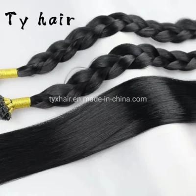 Natural Dark Color Straight Keratin Luxury Russian / Mongolian Hair Extensions - Pre Bonded Flat Tip Remy Human Hair Extensions