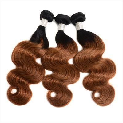 Kbeth Human Hair Bundles Ready to Ship Brown Black Two Tone Color Body Wave Hair Weft Factory Wholesale Price