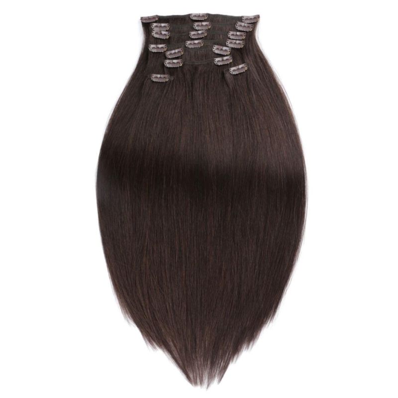 Wholesale 120g 140g 160g 180g Customized Double Drawn Thick Ends Remy Clip in Hair Extension