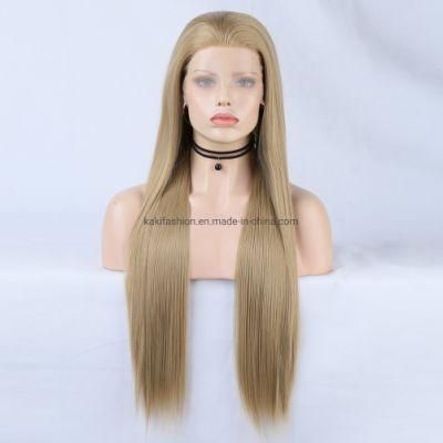 Wholesale Heat Resistant Silky Straight Lace Flaxen Front Women Fiber Wig