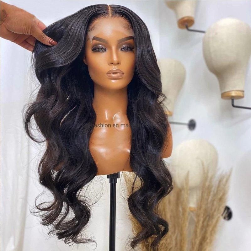 Wholesale Body Wave Long Lace Frontal Heat Resistant Synthetic Fiber Wig Black Color