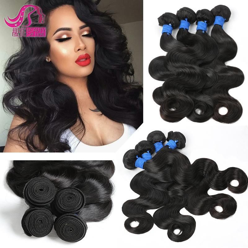 Top Quatity Water Wave Hair Bundle 30, 32, 34 Inch Remy Hair Extension Nature Black