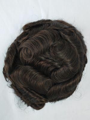 2022 Best Hand Knotted Fine Mono Base Human Hair Toupee Made of Remy Human Hair