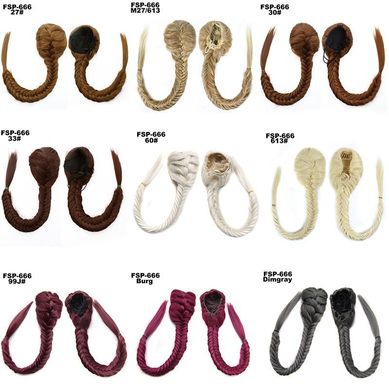 Synthetic High Temperature Fiber Plait Clip in Hair Piece Bangs
