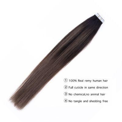 Silver Glue Tape Hair Extensions Pure Color Women Skin Weft Professional Hair 24inch 25g 10PCS Per Package Human Hair