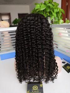 100% Human Virgin Hair Natural Black Color Curly Style Full Lace Wig