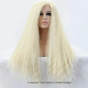 Blonde Yaki Synthetic Lace Front Long Dark Root Wig