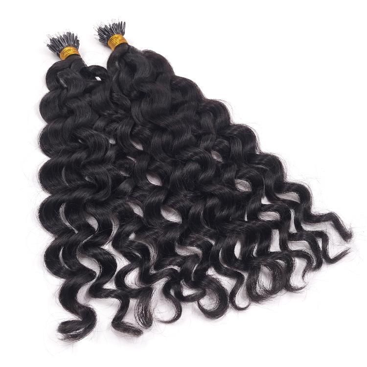 Double Drawn Nano Ring Brazilian Virgin Hair Deep Wave Hair Weave Extensions