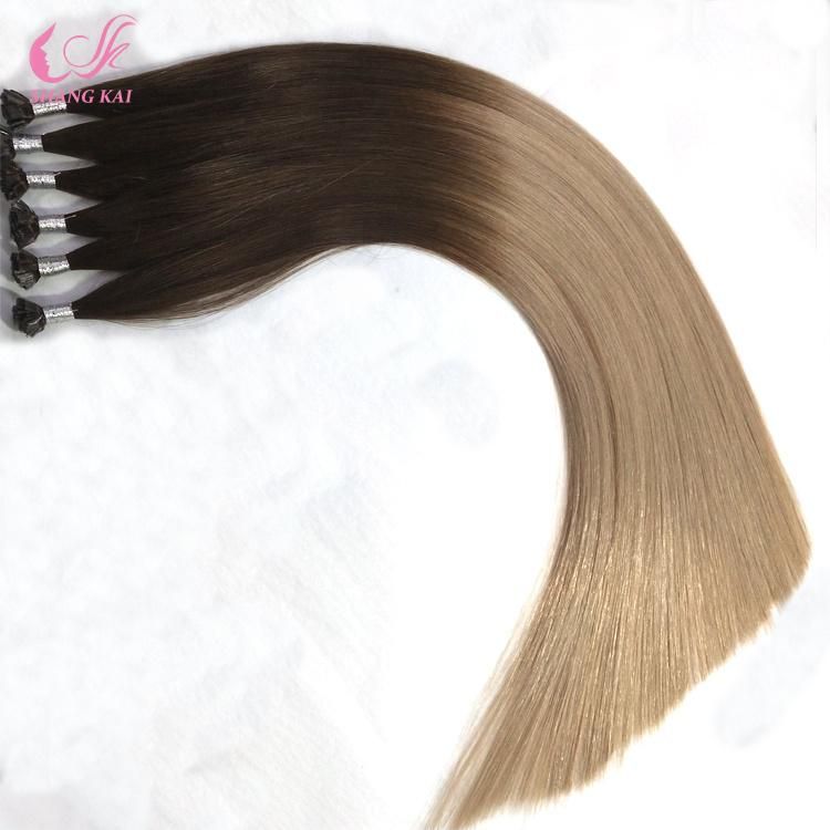Good Quality Ombre Color Remy Cuticle Aligned Hair Flat Tip Hair Extension