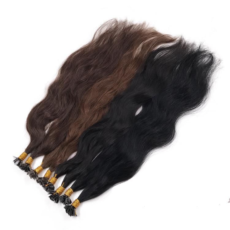 Raw Cuticle Aligned Human Hair Natural Wavy Flat Tip Hair Extensions