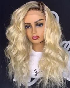 Fashion Dark Roots Blond Human Hair Lace Front Wig Body Wave 1b 613 Blonde Wigs for Women