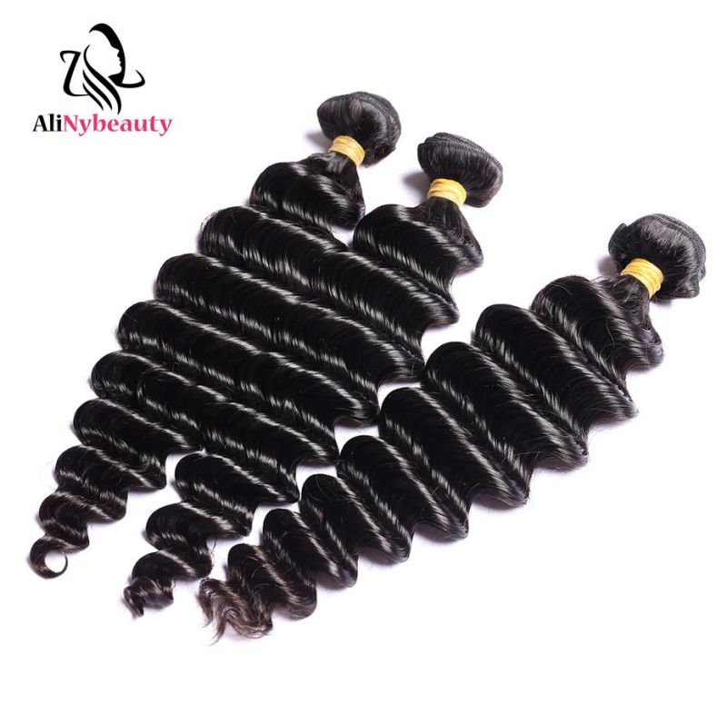 Alinybeauty Brazilian Virgin Raw Natural Human Hair Loose Deep Wave