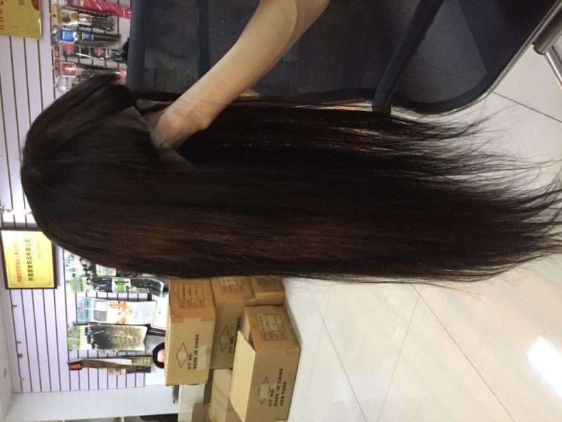 Long Brazilian Hair Cuticle Aligned Human Hair Lace Wig with Bang