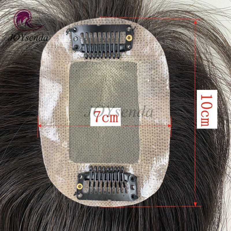 Size 7X10cm with 2 Clips Human Hair Toupee Mono Lace Topper for Women