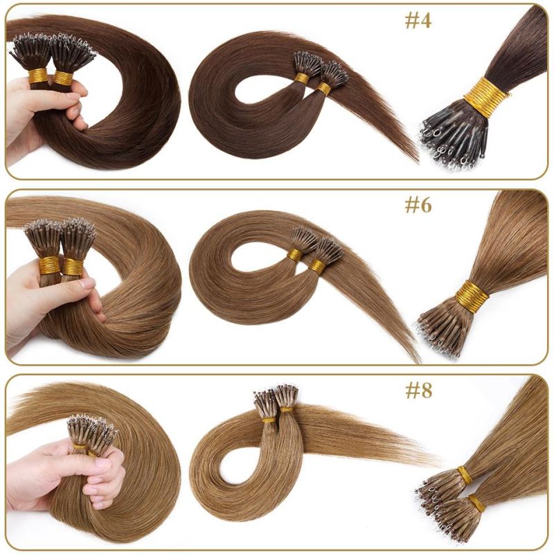 Hair Remy Nano Ring Links Human Hair Extensions 1g/S Keratin Straight European Micro Beads Hair Pieces