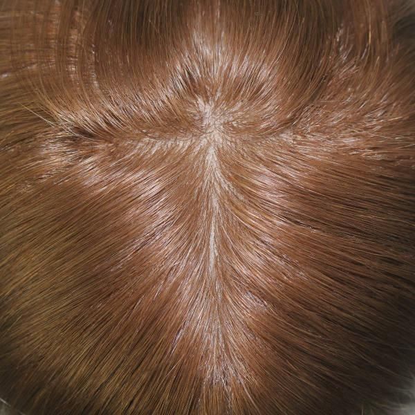 Human Hair Mono Base with PU Perimeter Silk Base Toupee for Women