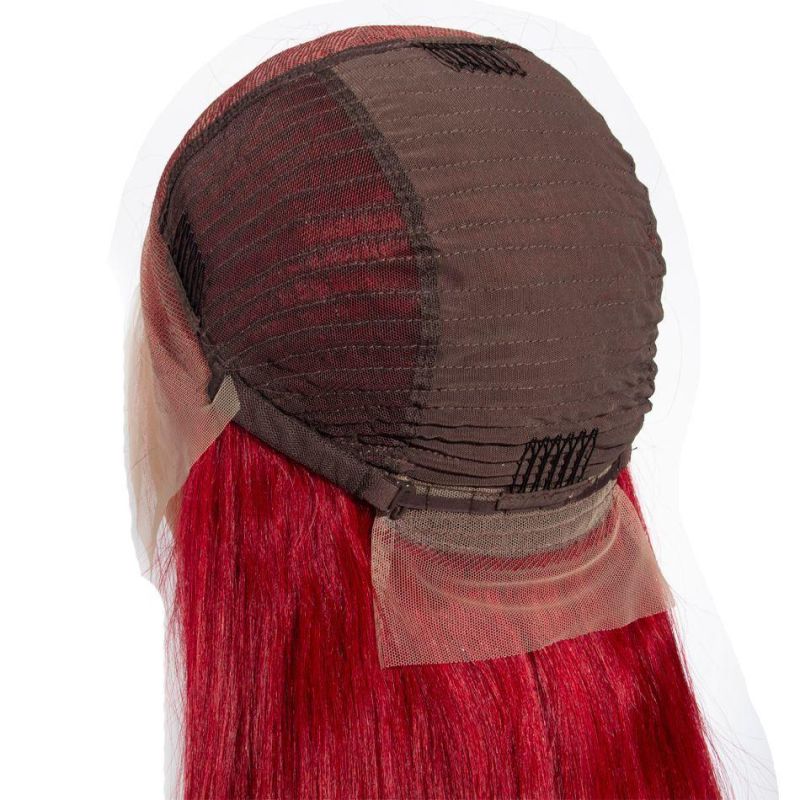 Wholesale Red 13X6 Lace Front Wig Straight Virgin Human Hair Wigs 200d
