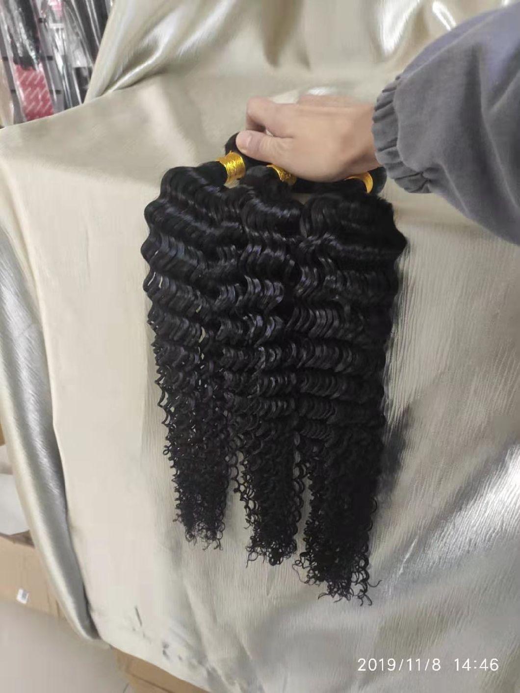 High Quality Wholesale Raw Unprocessed Cuticle Aligned Deep Wave Indian Human Virgin Hair Bundles