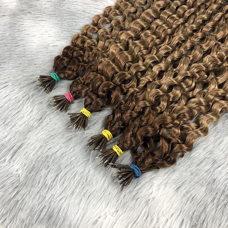 12A Virgin Brazilian 100% Human Hair Kinky Curly Nano Rings Extensions #Brown
