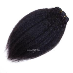 Kinky Yaki Straight Natural Black Clip-in 100% Human Hair