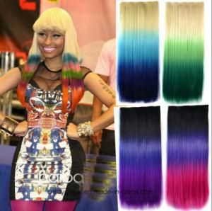 Hot Sale Color Gradient Long Straight Synthetic Wig Hair Extensions