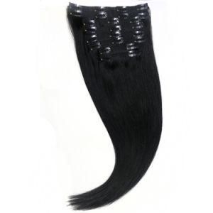 20&quot; #1 Clip in Remy Hair Extensions Black Straight 8PCS