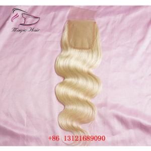 613 Blonde Brazilian Lace Closure Body Wave Remy Human Hair Bleached Knots Closure