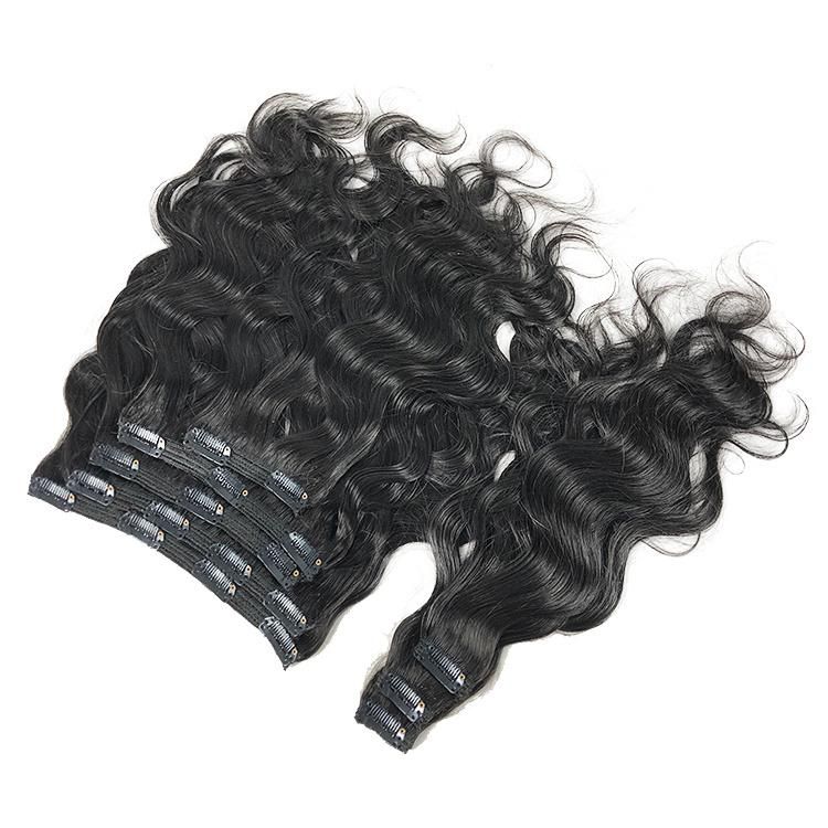 8PCS/Set Wholesale Virgin Remy Hair Natural Curly Wavy Clip in Hair Extensions #1