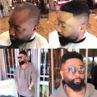 Kbeth Afro Short Human Hair Toupees for Men Real Hair 100% Density Transparent Lace Breathable Cool Men Toupee From China Factory Ready to Ship