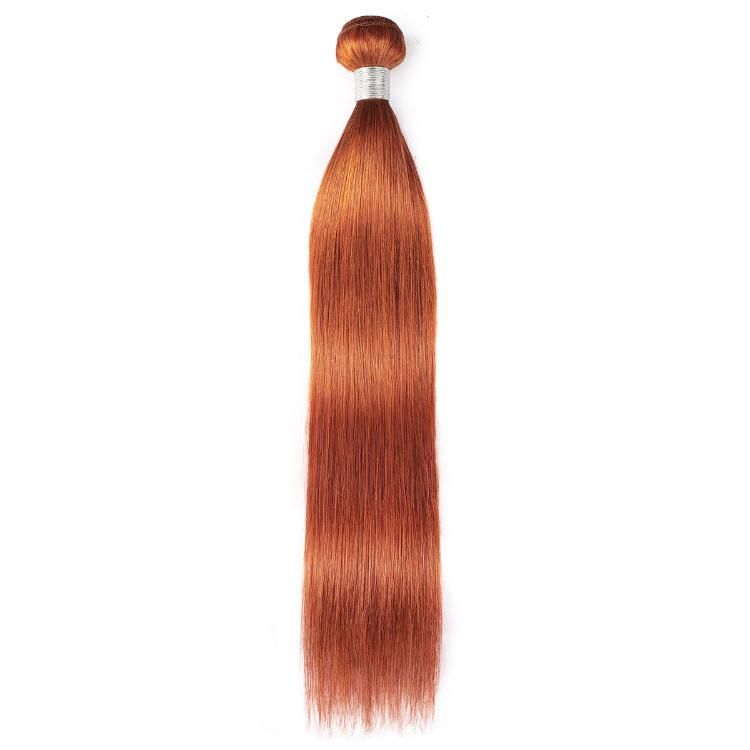 100% Remy Hair Brazilian Virgin Silky Straight Human Hair Weft #Ginger