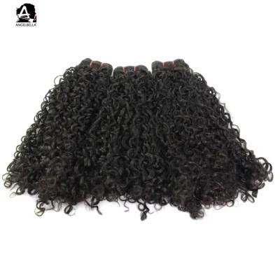 Angelbella 100% Virgin Brazilian Human Hair Extension 1b# Pissy Curl Hair Weaving