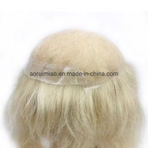 Hot Sale Cheap Silk Base Raw Human 16X18cm 613 Blonde Brazilian Hair Men&prime;s Toupees