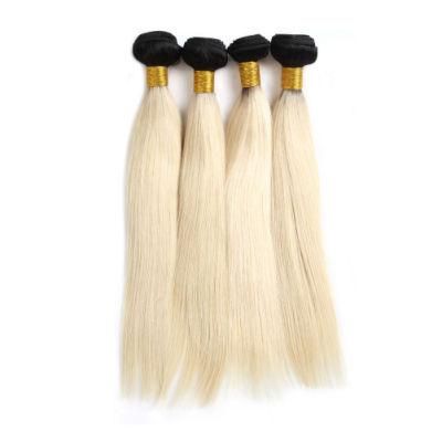 1b 613 Ombre Brazilian Hair 2 Tone Dark Roots Platinum Blonde Bundles Straight Remy Human Hair Weave