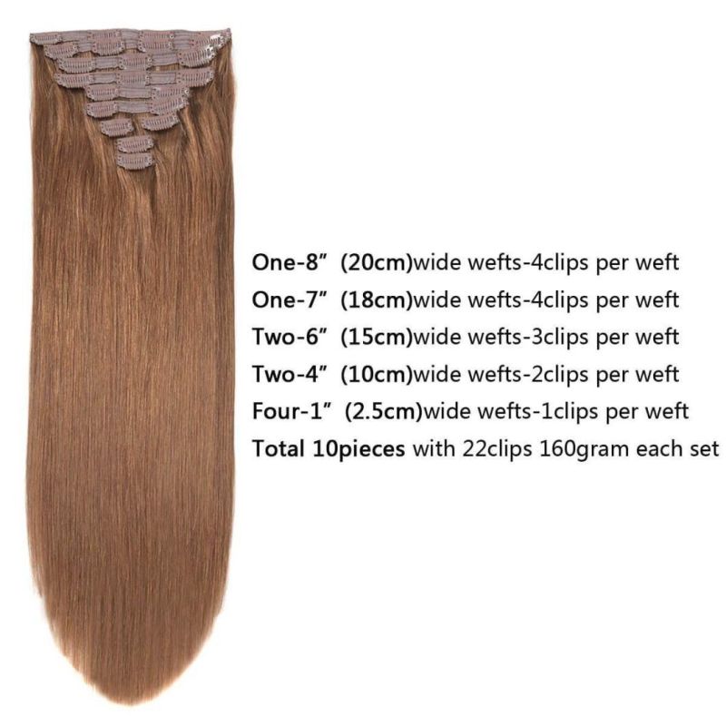 100% Virgin Russia Hair Double Drawn Luxury 100g 120g 160g 220g 240g Thickness Tirple with Lace Seamless Clip in Human Hair Extensions