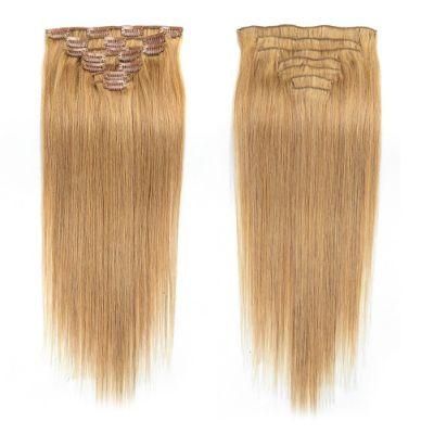100% Human Hair Full Head 8PCS 100gram 18inch Clip in Hair Extension (AV-CH100-18-27)