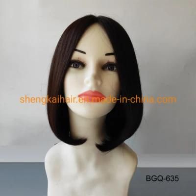 Wholesale Human Hair Synthetic Hair Mixed Full Hand Tied Monofilament Wig for White Woman 534