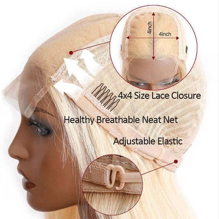 100% Remy Virgin Hair Straight 613 Blond Human Hair Wigs Brazilian Hair Lace Front Wigs