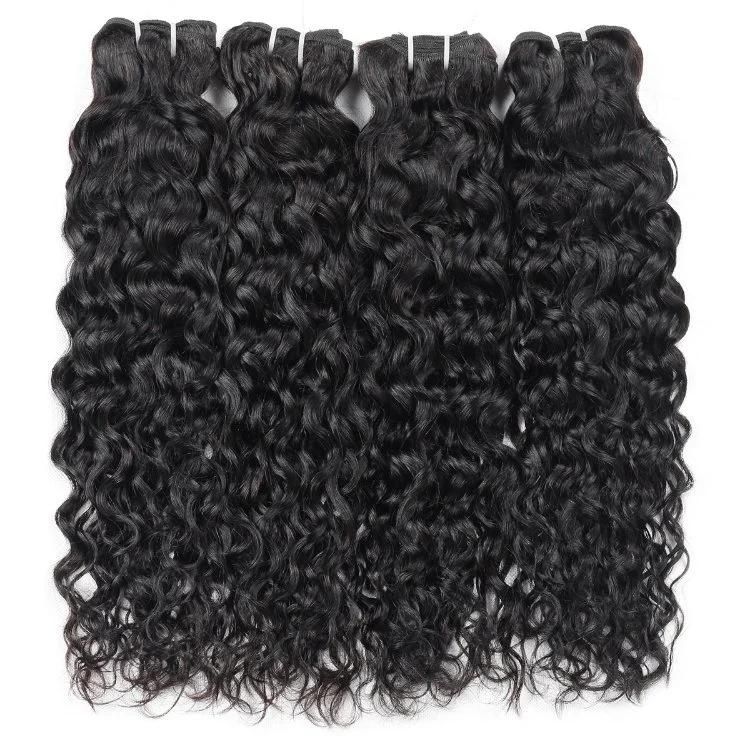 Water Wavy Non Remy Natural Human Hair Weave Human Hair Bundles