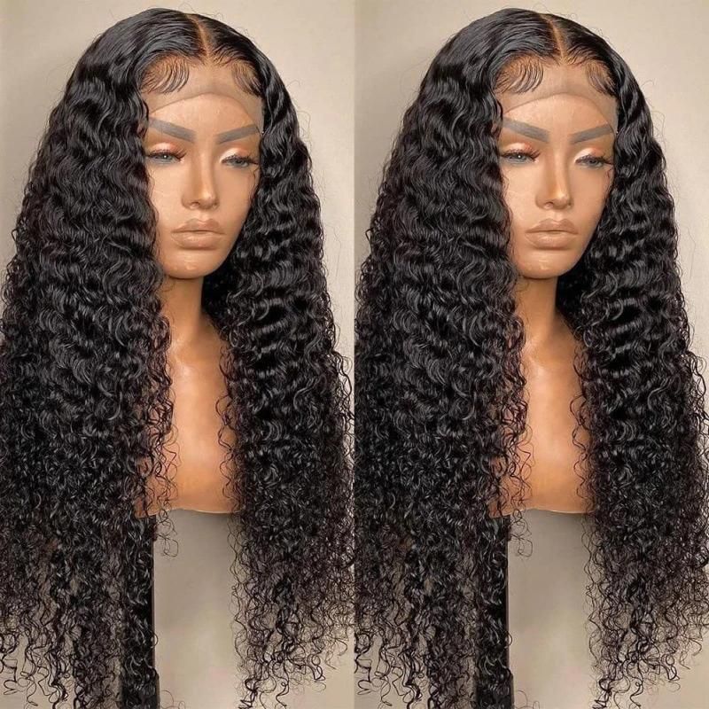 Freeshipping Deep Wave Closure Wig Lace Frontal Wigs Deep Wave Frontal Wig Part Long Wavy Hair in The Middle Wig Dropshipping Wholesale