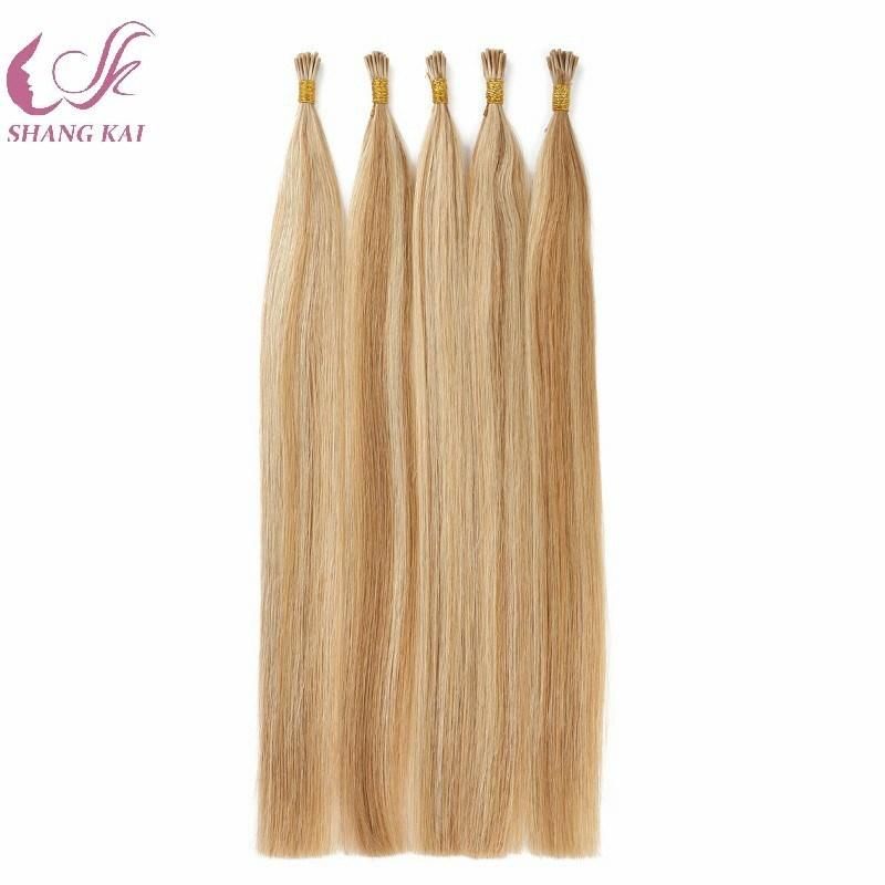 New Products Blonde White Plastic Stick Human Hair 8A I Tip Hair Extensions